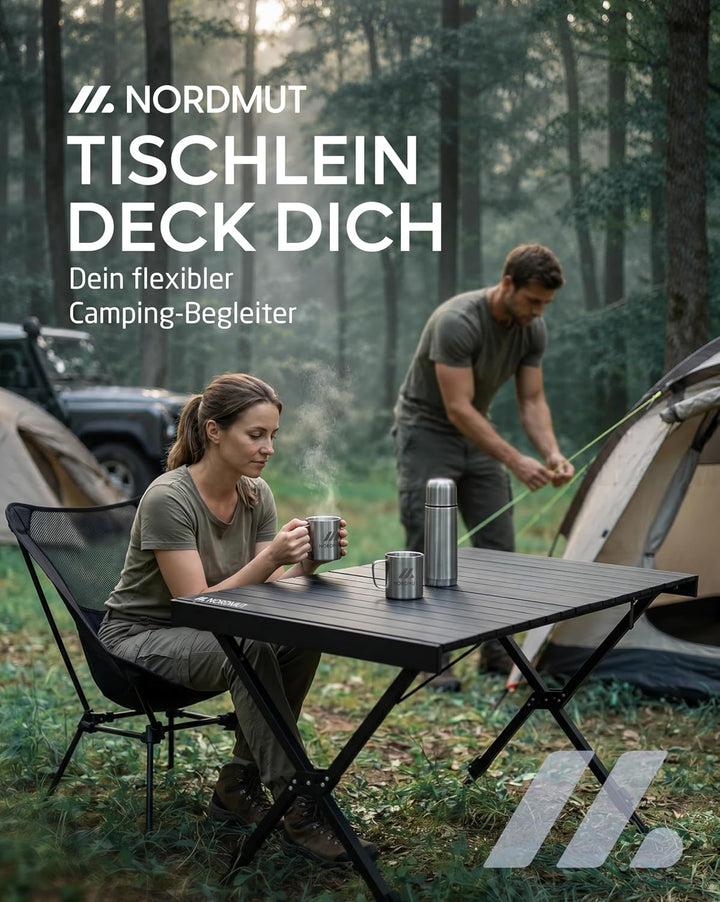 NORDMUT® Campingtisch klappbar – Hochwertiger Klapptisch Camping aus Aluminium – Rostfreier Campingt