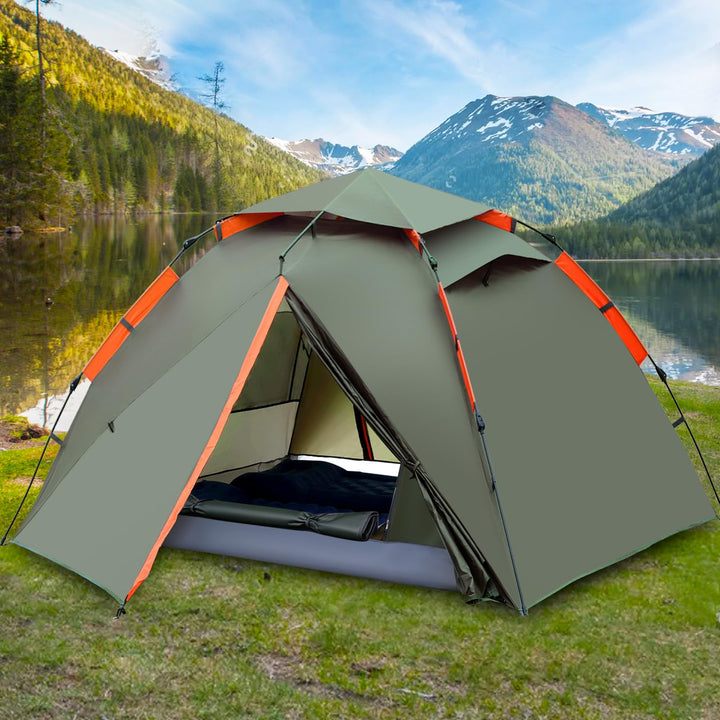 Pop Up Zelt, Camping Zelt Automatisches 2-4 Mann Personen Kuppelzelt 4 Jahreszeiten Wasserdicht Wind