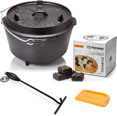 Petromax Feuertopf Starterset ft4.5 (Dutch Oven mit Standfüssen) inkl. Kohlen + Deckelheber + Schabe