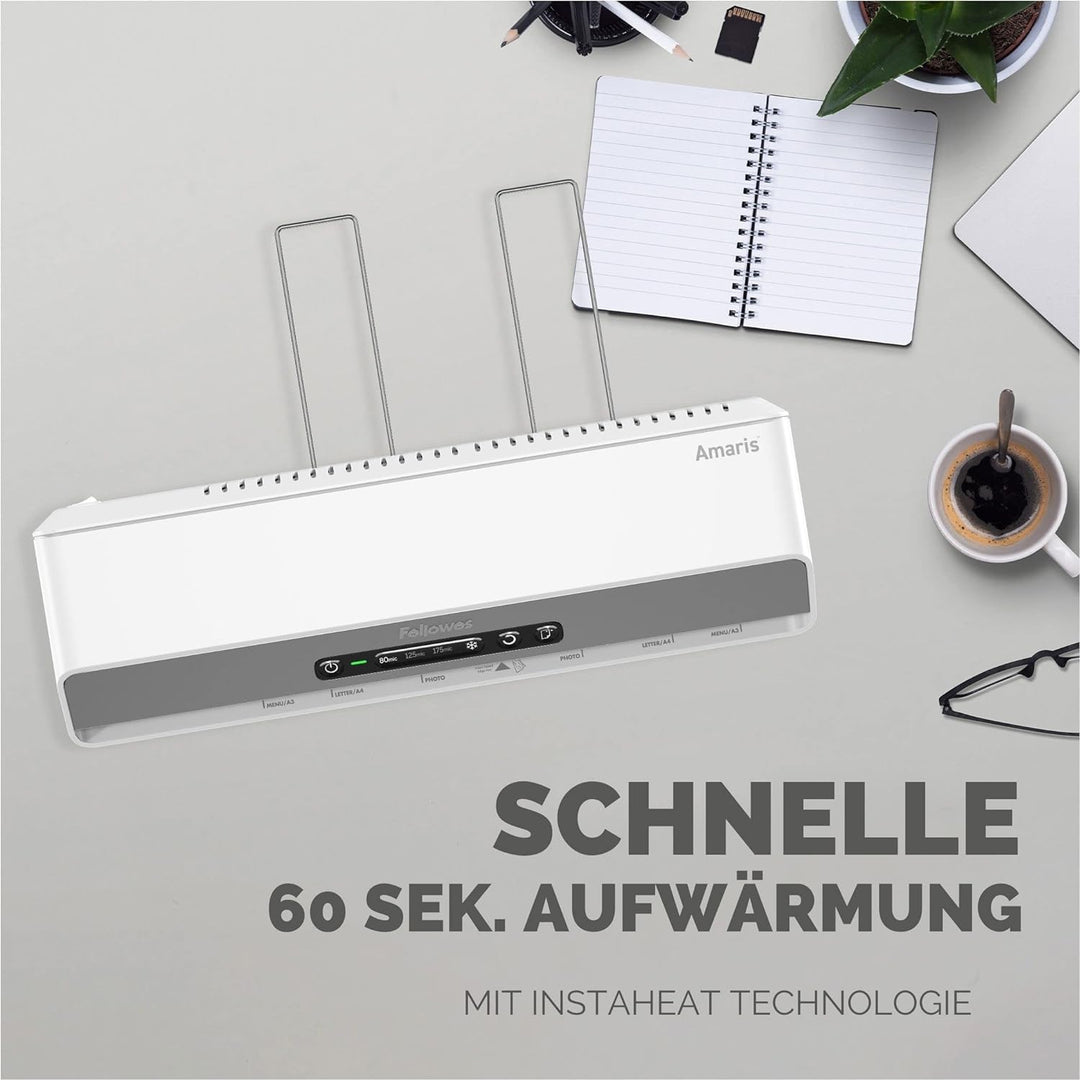 Fellowes Laminiergerät Amaris A3 - für Büro/Schule/Zuhause - nur 1 Minute Aufwärmzeit - für Heisslam