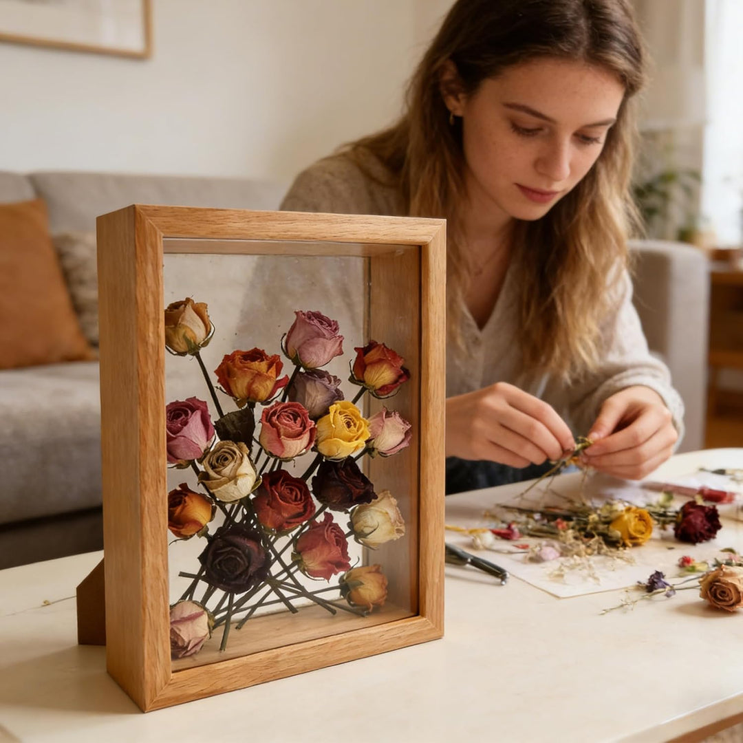 Acryl Schattenbox Rahmen Transparenter 3D Holz Bilderrahmen Befüllen Blumensträusse Fotos Medaillen