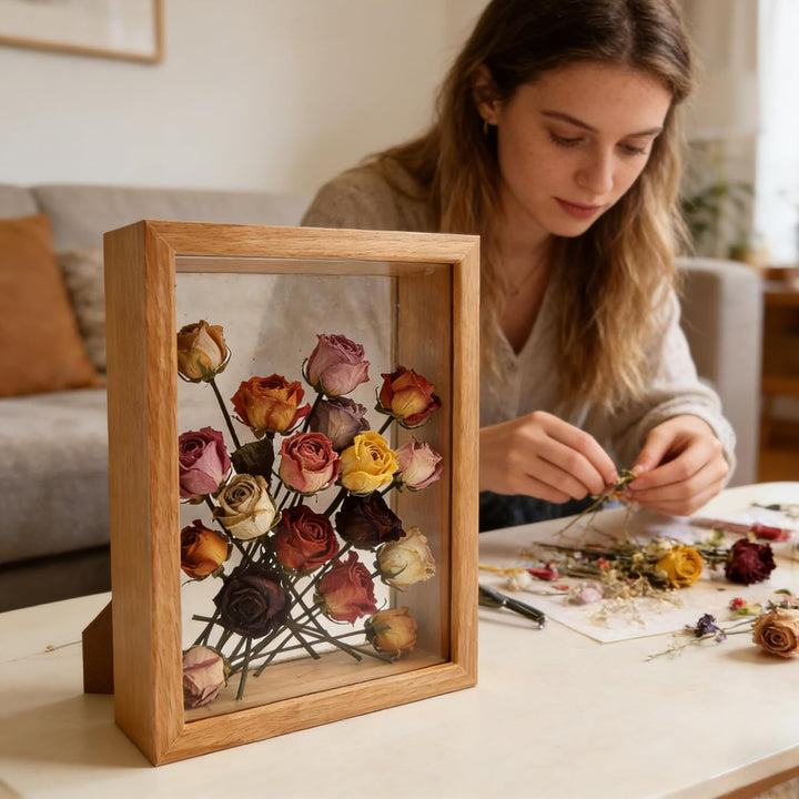 Acryl Schattenbox Rahmen Transparenter 3D Holz Bilderrahmen Befüllen Blumensträusse Fotos Medaillen