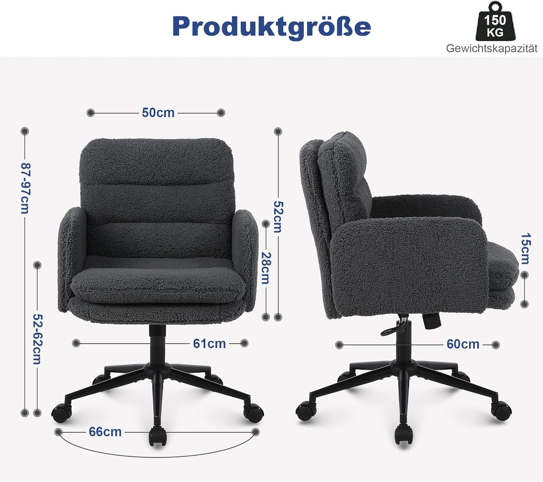 Youhauchair Schreibtischstuhl, Schminktisch Stuhl aus Kunstpelz, Bequemer Drehstuhl Schreibtisch Stu