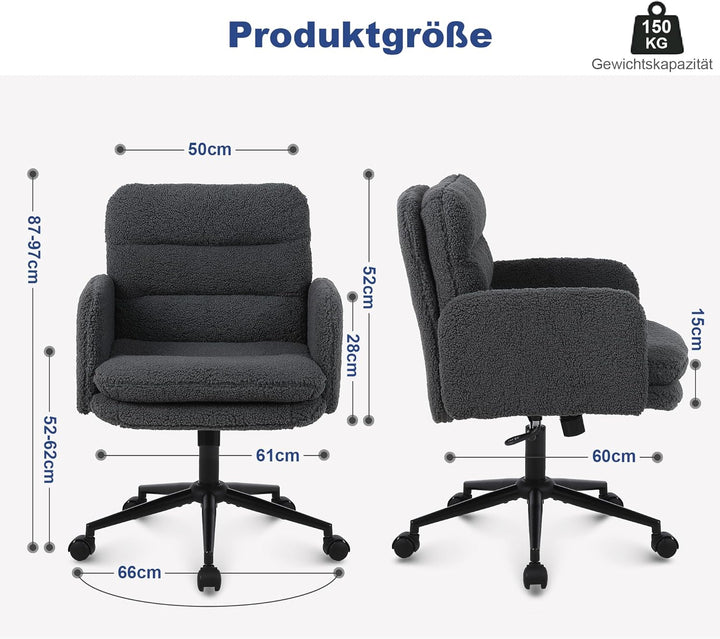 Youhauchair Schreibtischstuhl, Schminktisch Stuhl aus Kunstpelz, Bequemer Drehstuhl Schreibtisch Stu