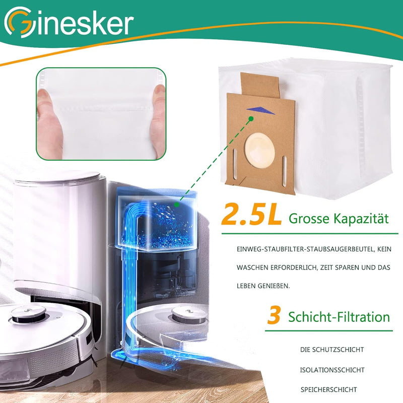 10 Stück Staubsaugerbeutel Kompatibel mit ECOVACS DEEBOT OZMO T8 T8+ T8 AIVI T8 AIVI+ T8 MAX N8+ N8