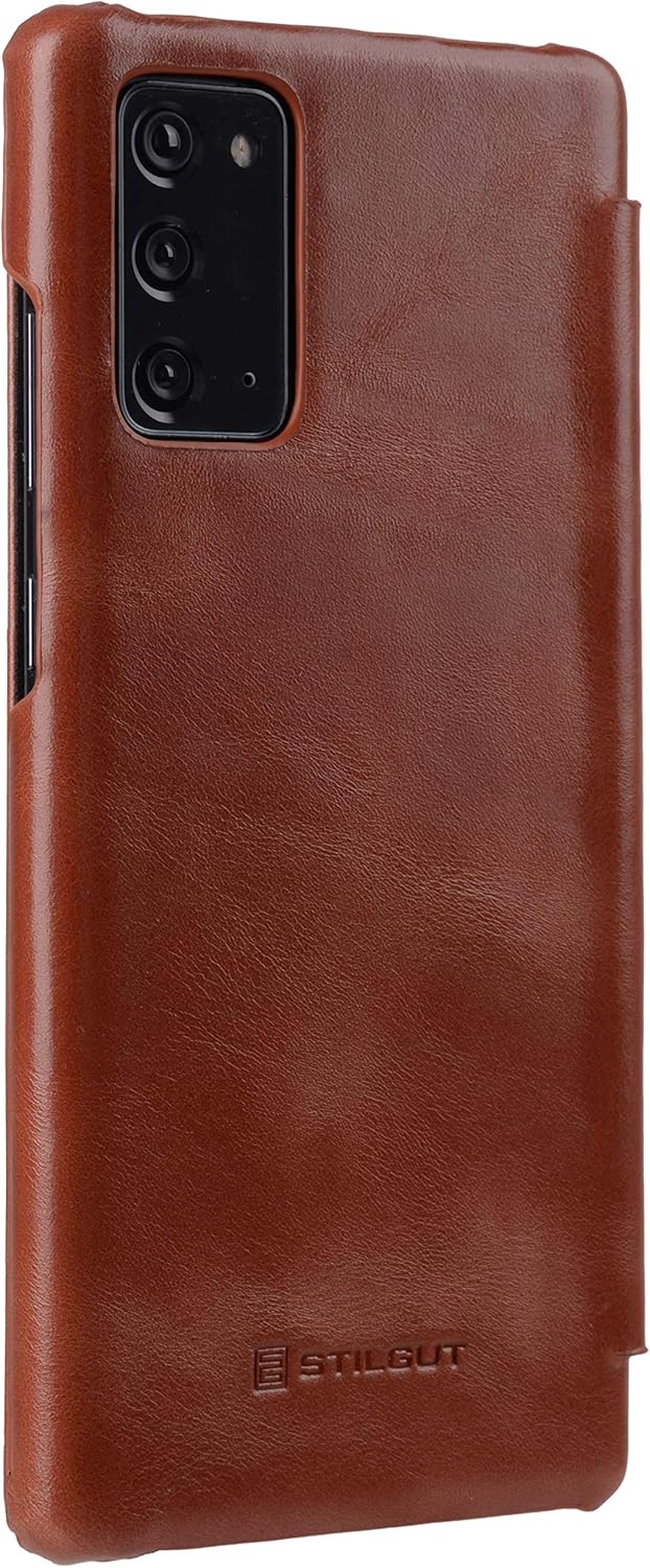 STILGUT Book Case kompatibel mit Samsung Galaxy Note 20 Hülle aus Leder zum Klappen, Klapphülle, Han
