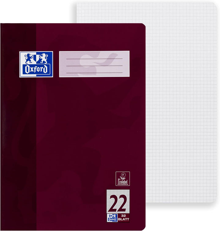 Oxford Schulheft A4, 32 Blatt, Lineatur 22, kariert, 10 Stück 10 Stück Lineatur 22 - kariert, 10 Stü