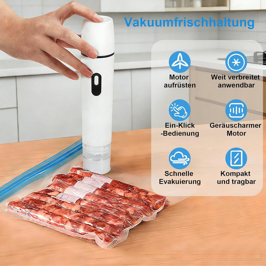 Vakuumiergerät Klein, Handvakuumierer mit 60 kPa Saugkraft, Kompaktes Folienschweissgerät für Lebens