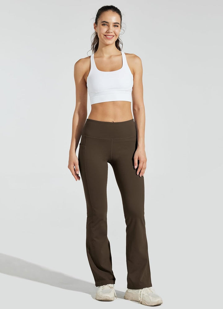 WILLIT Damen Thermo Flare Leggings Winter Fleece gefütterte Yogahose Warm Sportleggins Laufhose Boot