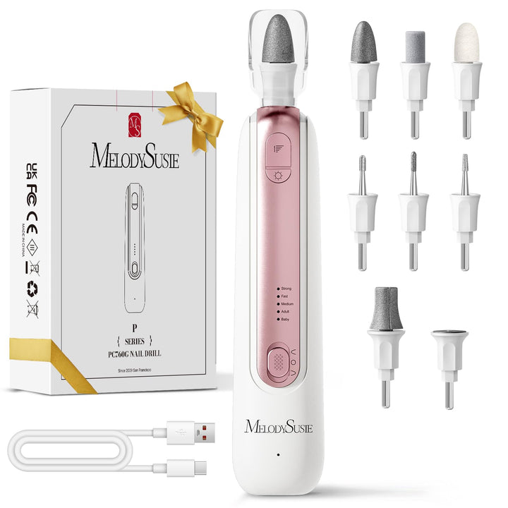 MelodySusie Professionelles Pediküre Set, PC760G 8 in 1 Elektrischer Nagelfräser mit 5 Geschwindigke