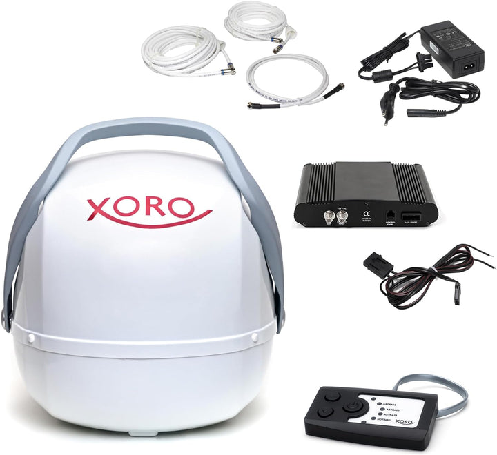 XORO MPA 38 - Vollautomatische Ausrichtung auf den Satelliten per Knopfdruck, Twin LNB, 4 Satelliten