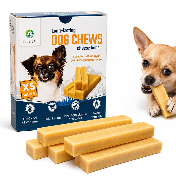 Natürliche Käse Kauknochen für Hunde - Sehr Schmackhafte, Harte und Haltbare Natürliche Kauknochen W