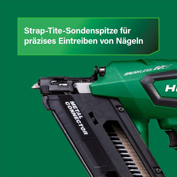 HiKOKI Akku-Ankernagler 34° - 36 V, 38-64 mm Nägel, 2 Nägel/Sek. - Brushless Motor, werkzeuglose Tie