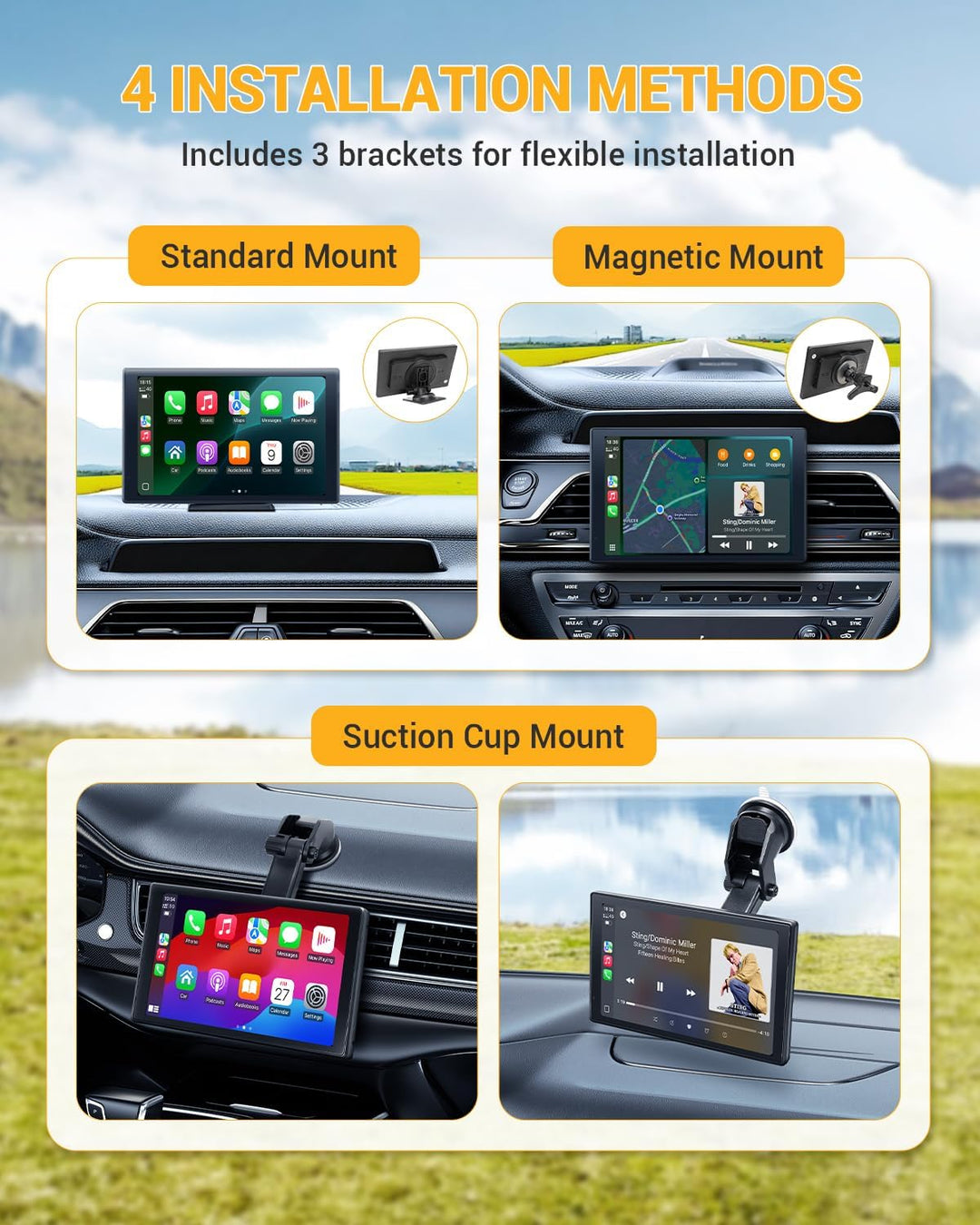 8 Zoll Android Auto Display Wireless für Apple Carplay Display Tragbares Carplay Bildschirm Auto mit