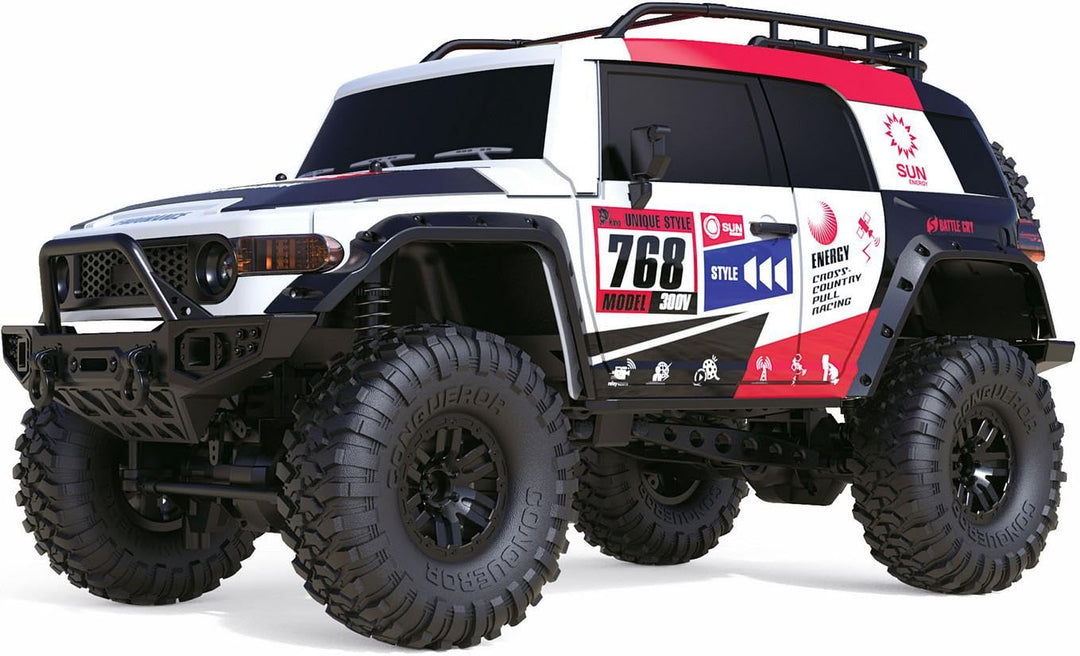 Amewi 22592 Dirt Climbing SUV Race Crawler 4WD 1:10 RTR weiss/rot, inkl. Fernsteuerung, Akku, Ladeka