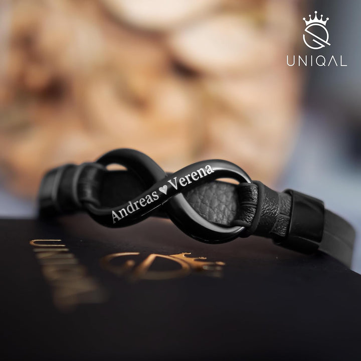 UNIQAL | Personaliesiertes Lederarmband mit Gravur "SHAPE" Herren Damen | Leather Bracelet mens | Ma