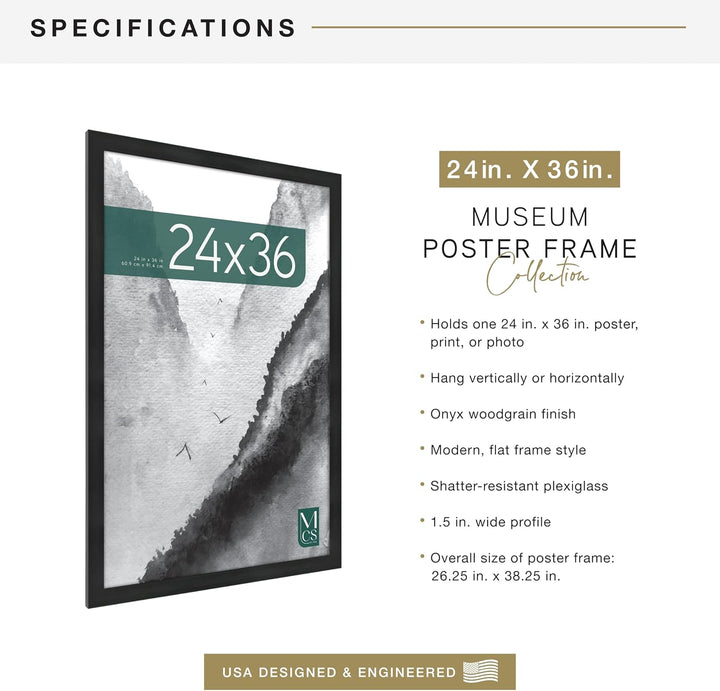 MCS Museum Posterrahmen, 61 x 91,5 cm, Onyx, 24 x 36 in Onyx-Holzmaserung 24 x 36 in, Onyx-Holzmaser