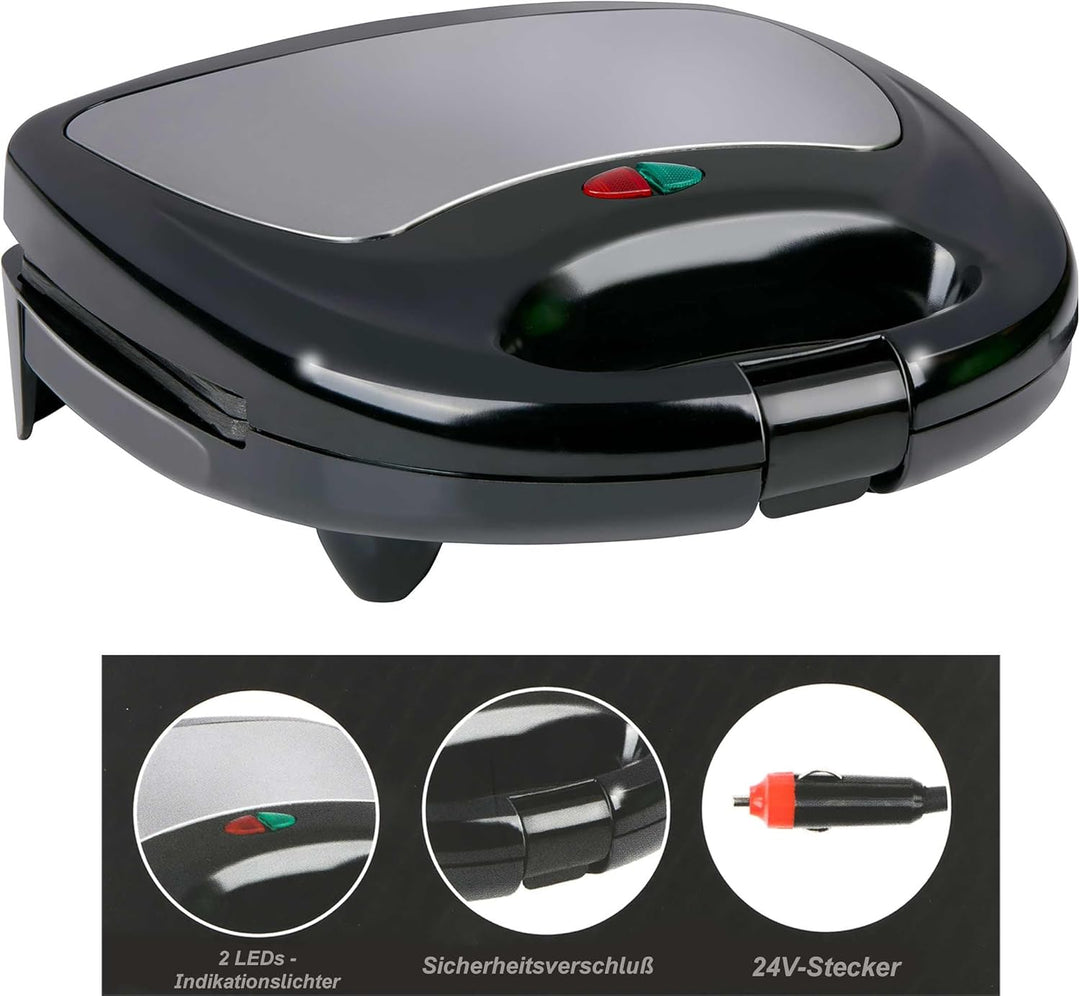 All Ride Sandwichmaker 24V – Sandwich Maker für unterwegs mit 24V Stecker – Antihaftbeschichtung für