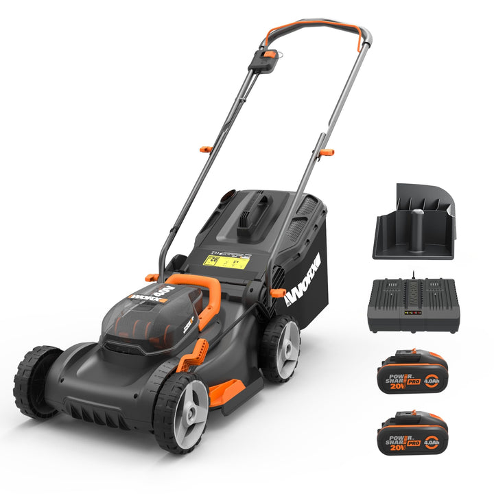 WORX WG743E Akku-Rasenmäher 40V – Profi Rasenmäher mit Mulchfunktion & PowerShare Akku – Rasenmähen
