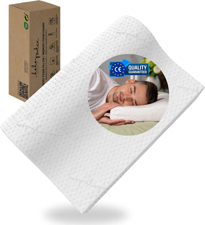 KoKoTex Nackenstützkissen - Kopfkissen Nackenschmerzen - Memory Foam Pillow - Orthopädisches Kissen