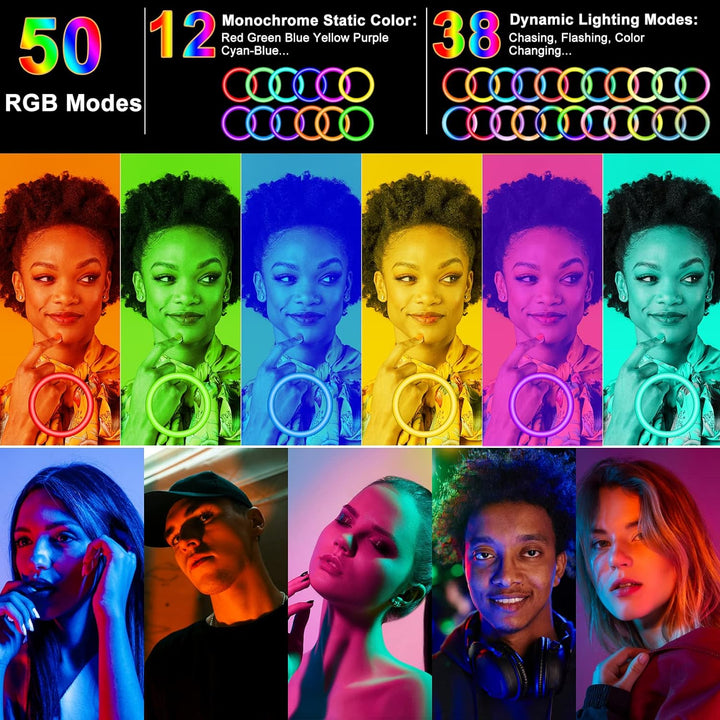 Vlogging 13" Ringlicht mit Stativ Handy, Tisch LED Ring Light Handystativhalter mit ringlicht Dimmba