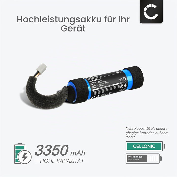 CELLONIC, Lautsprecherakku kompatibel mit JBL Tuner 2, IAA004NA (3350mAh, 3.7V) Ersatzakku IAA004NA