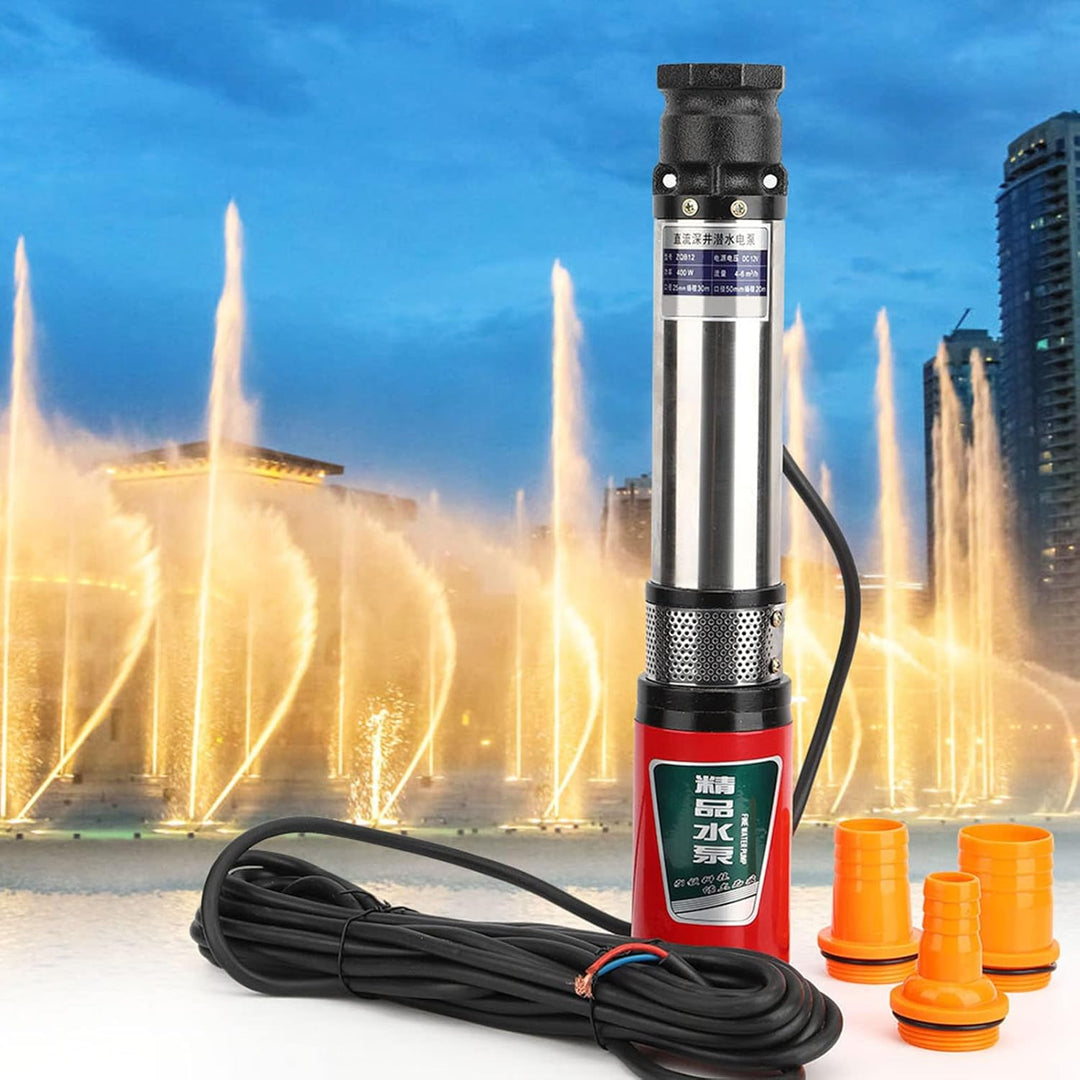 DC 12V Unterwasserpumpe, Tiefbrunnen Tauchpumpe Einseitig Saugende Wasserpumpe mit 2PI10 Meter Kabel
