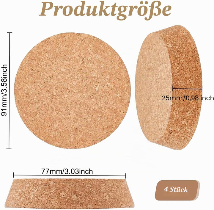 4 Stück 90mm Grosse Korken Konische Korkstopfen aus Holz Natürliche Weichholzkorken Ersatzkorken Run