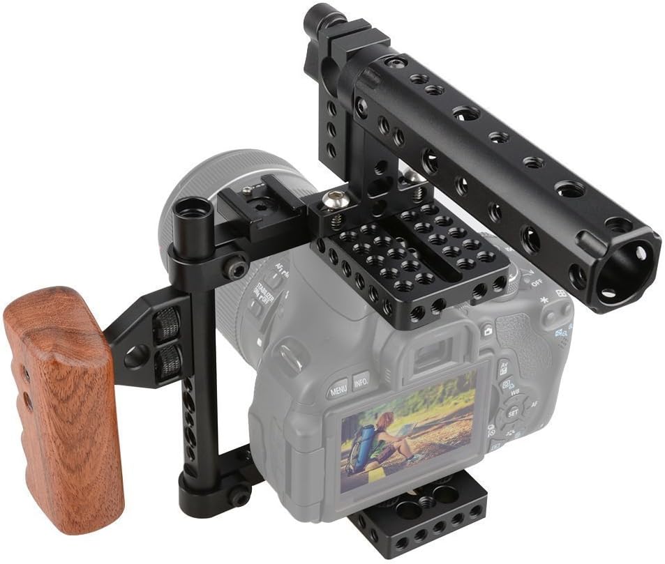 CAMVATE DSLR Kamera Käfig EIN Top Griff Holz Grip für 60D A99 D7000 G7