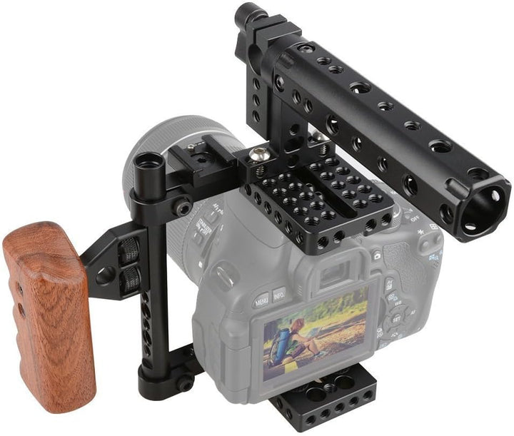 CAMVATE DSLR Kamera Käfig EIN Top Griff Holz Grip für 60D A99 D7000 G7