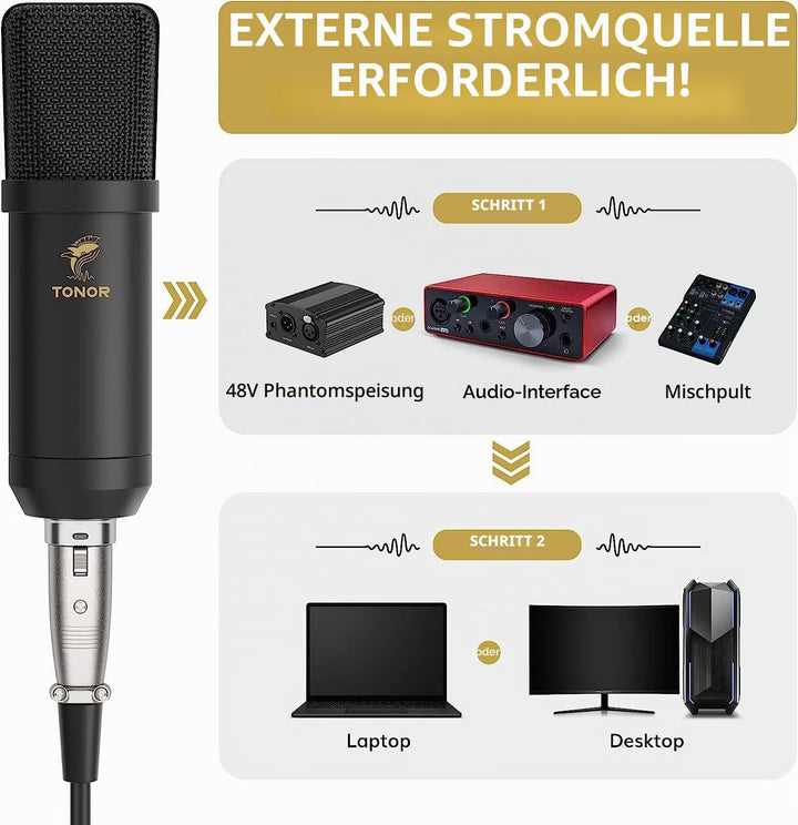 TONOR XLR Nierencharakteristik Kondensator Mikrofon Kit Professional Nieren Studio mit T20 Mikrofona