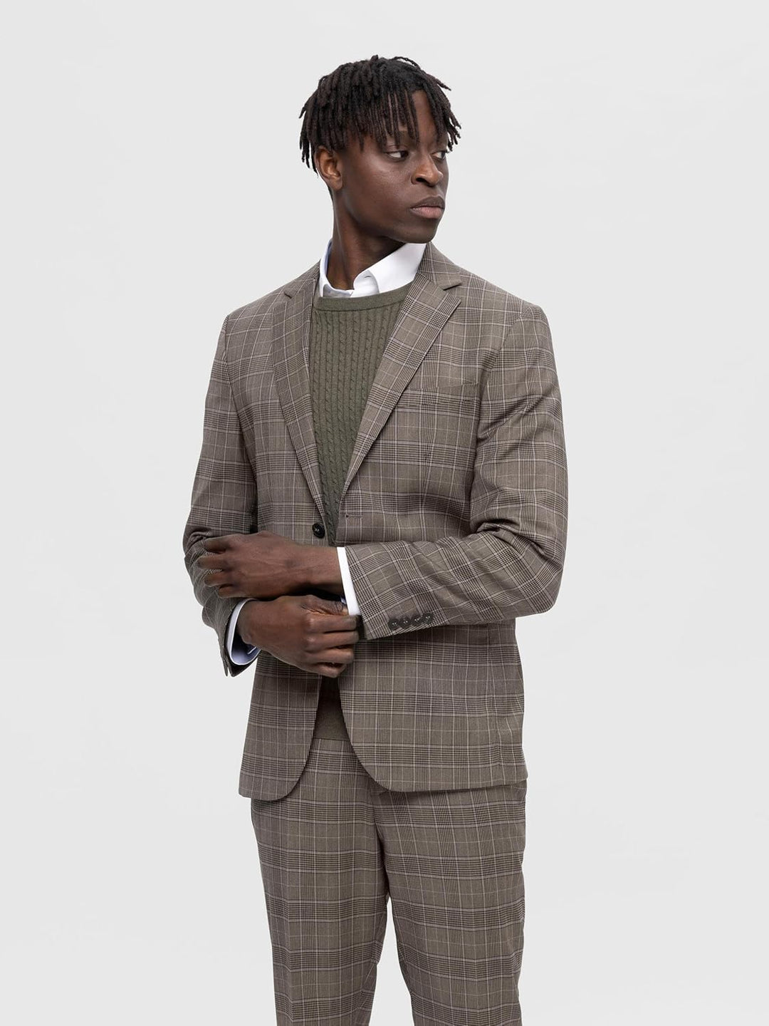SELETED HOMME Herren Slhslim-Neil Brown Blue Check BLZ B Noos Sakko 98 Chinchilla/Checks:light Blue,