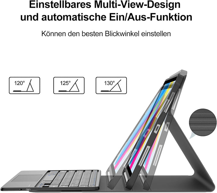 IVEOPPE Hülle mit Tastatur für iPad A16 11 Generation 2025/10 Generation 2022 Con Touchpad, Bluetoot