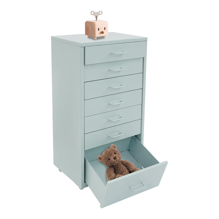 Mobiler Aktenschrank, Rollcontainer mit 7 Schubladen Metall-Nachttisch Schubladenschrank Rollschrank
