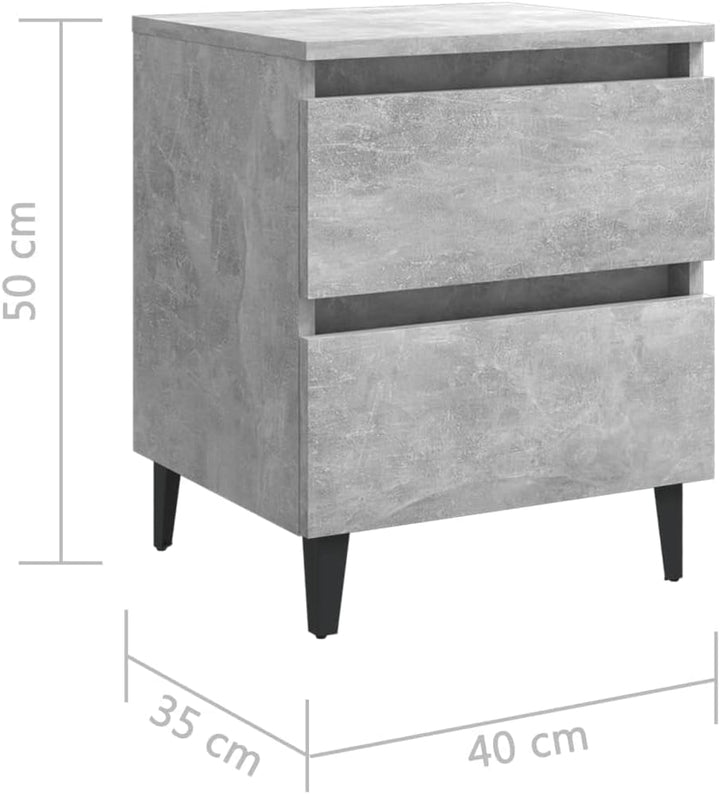 WIFESE Nachttisch Betongrau 40x35x50 cm Holzwerkstoff Nachtkästchen Nachtkommode Beistelltisch mit S