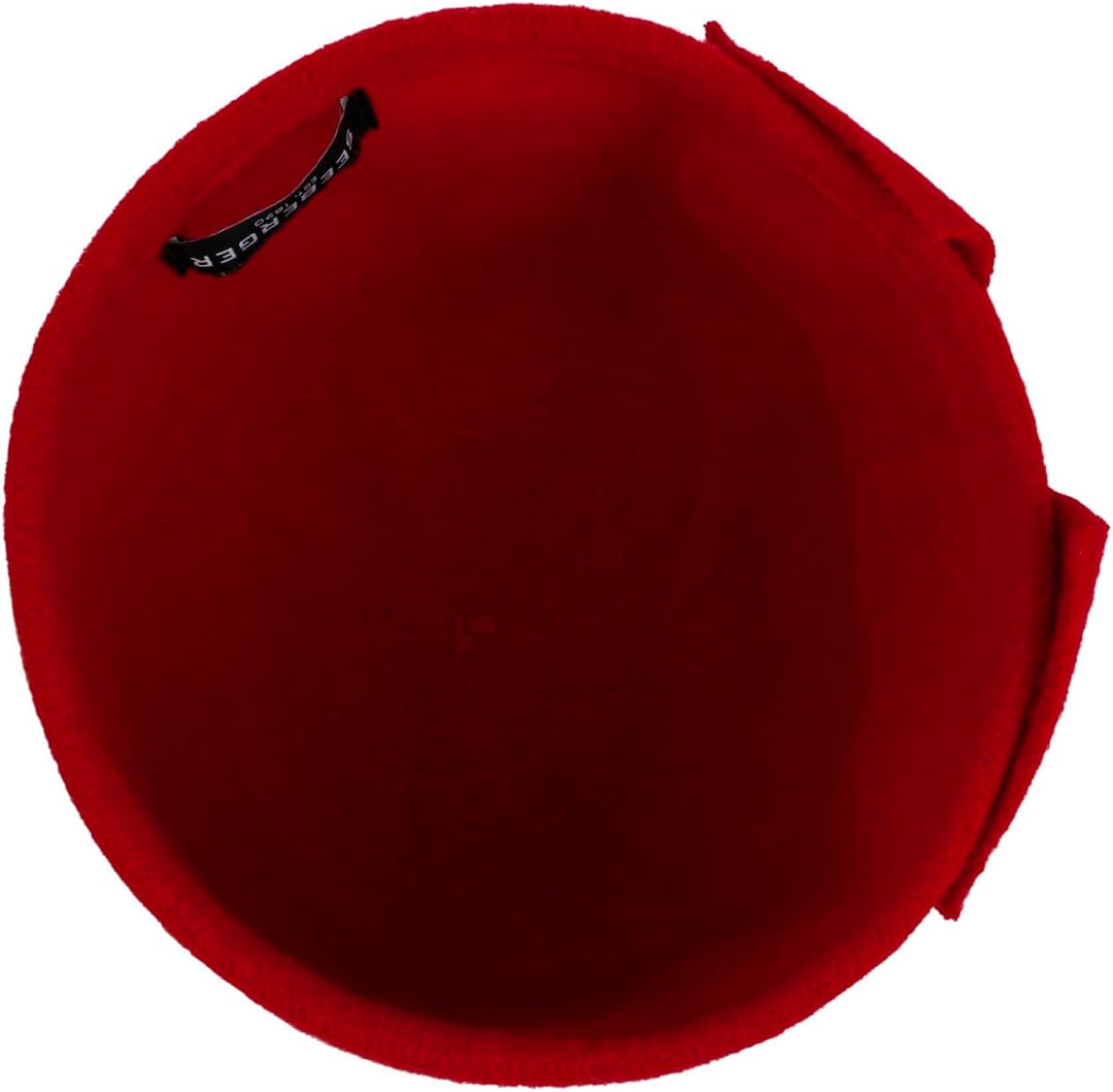 Seeberger Wollmütze mit Deko-Schleife Marineblau 55-58 Rot/Ausflug, einfarbig (Getaway Solids), 55-5