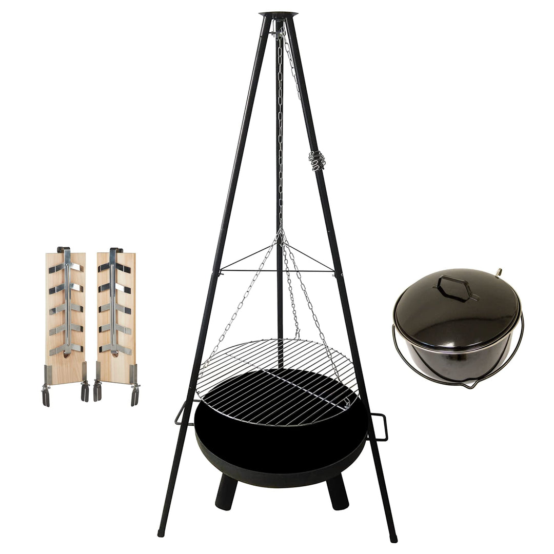 Jürgen Westerholt GmbH Multi-Grillset Feuerschale Grillrost Kochtopf 15L Fischfilethalter Kesselgula