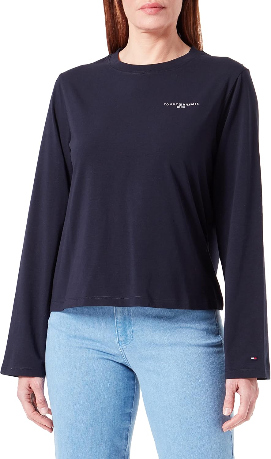 Tommy Hilfiger Damen Langarm Strickoberteile XXS Blau (Desert Sky), XXS Blau (Desert Sky)