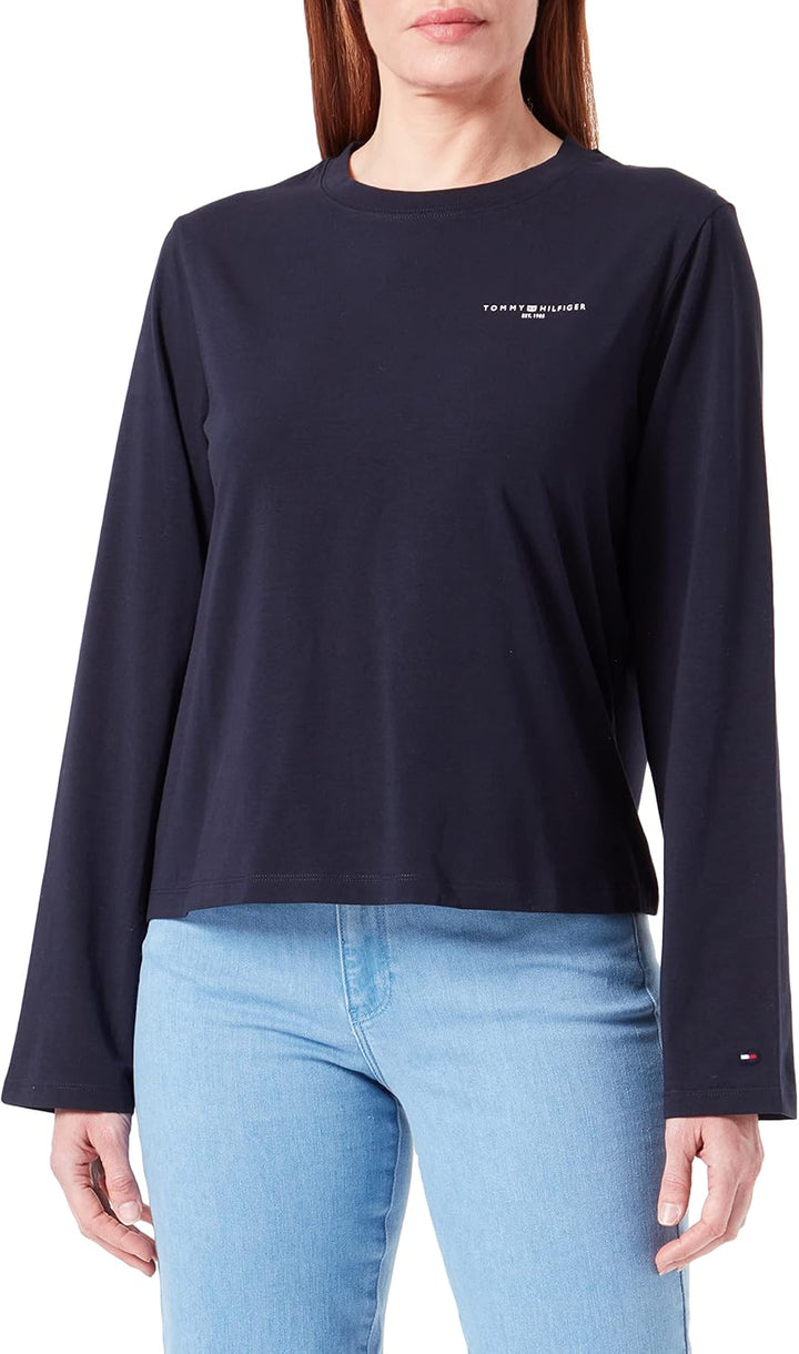 Tommy Hilfiger Damen Langarm Strickoberteile XXS Blau (Desert Sky), XXS Blau (Desert Sky)