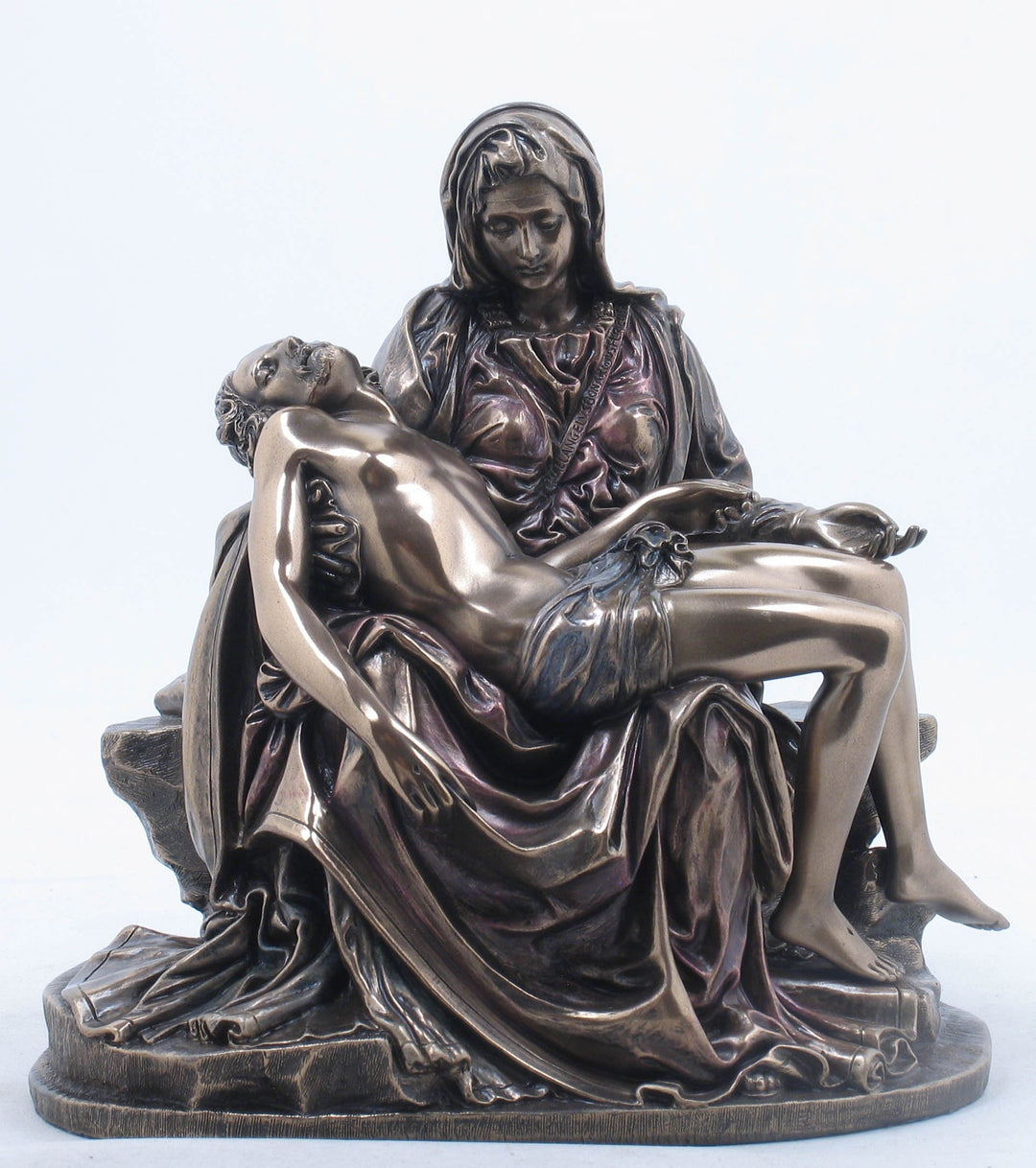 US Michelangelo Pieta-Skulptur aus brüniertem Bronze, 15,5 cm