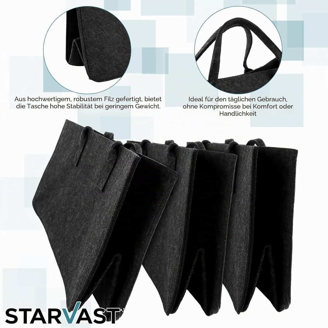 STARVAST 6 Stück Filztasche Shopper Holzkorb für Kaminholz mit Griff, robuste Einkaufstasche aus Fil