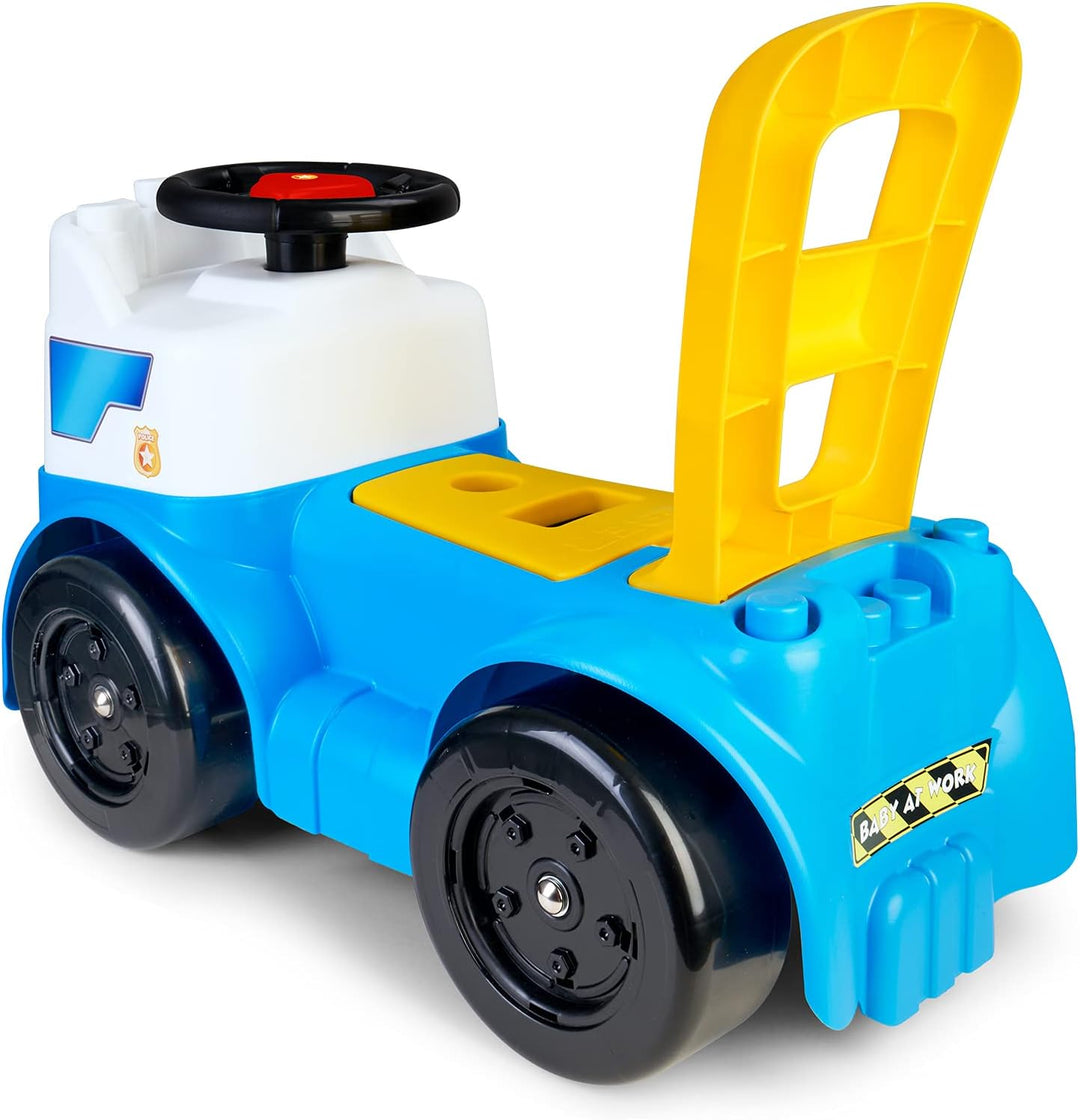 FEBER - Motofeber Blocks Police, 3-in-1-Fahrspiel mit polizeilichem Thema, enthält einen Korridor-Lä