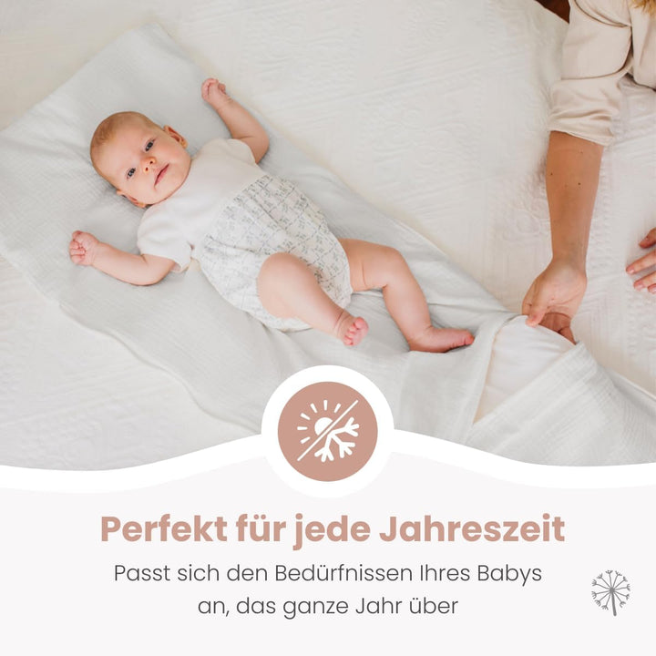 MIMUSELINA Fusssack Babyschale | Ganzjährige Einschlagdecke Winter/Sommer mit Herausnehmbarem Futter