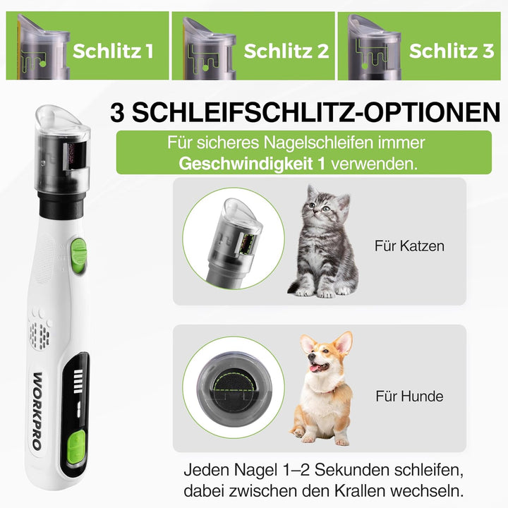 WORKPRO Krallenschleifer für Hunde, Elektrischer Hund Krallenschleifer, Pfotentrimmer mit 6-Gang-Ein