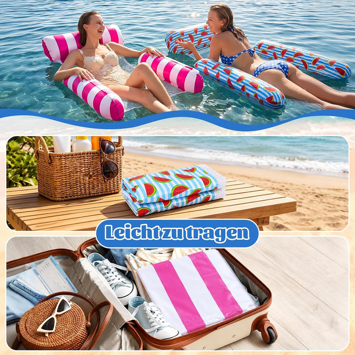 Luftmatratze Pool,2 Stück Wasserhängematte mit 2 Getränkehalter | 4 in 1 Luftmatratze Wasser mit Rüc