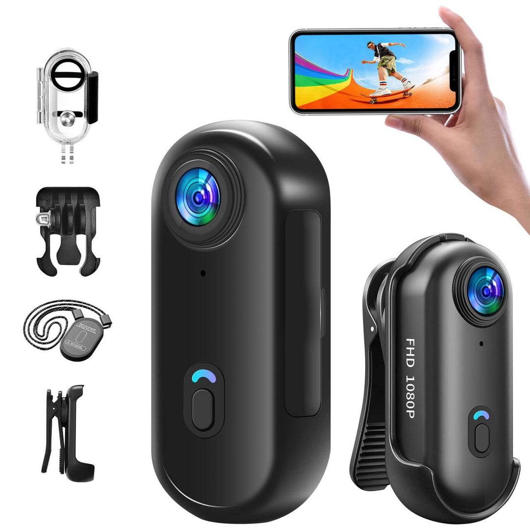 Action Cam 1080P mit 64G Speicherkarte,Mini Sportkamera WiFi,Unterwasserkamera,Freihand-POVs,Überall