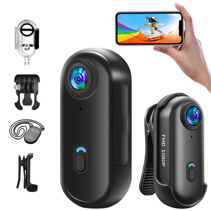 Action Cam 1080P mit 64G Speicherkarte,Mini Sportkamera WiFi,Unterwasserkamera,Freihand-POVs,Überall