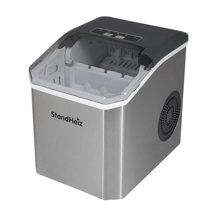 Eiswürfelmaschine Silber 12 kg / 24 h – Selbstreinigender Ice Maker mit 2 Grössen grosse Eiswürfel,