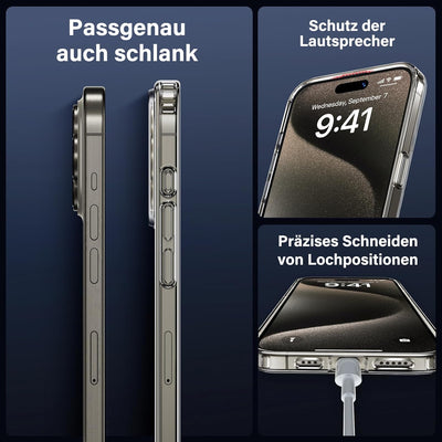 UniqueMe für iPhone 15 Pro Hülle, 5-in-1-Set Handyhülle für iPhone 15 Pro Case Rundumschutz Schutzhü