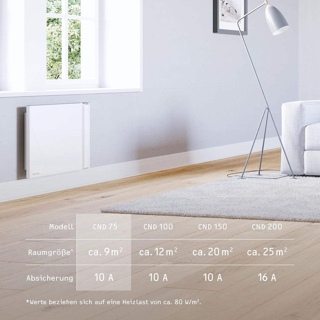 STIEBEL ELTRON Duo Wandkonvektor CND 75, 0,75 kW für ca. 9 m², LC-Display, Wochentimer, Elektroheizu